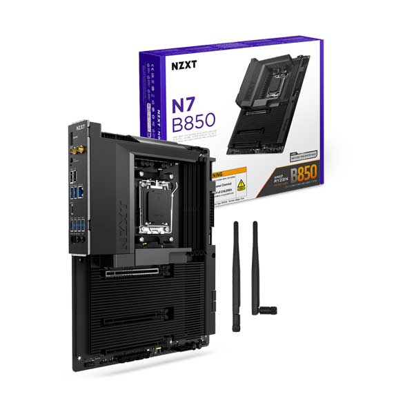 NZXT N7 B850 AMD B850 ATX Gaming Wi-Fi Motherboard with Full Cove - Black (N7-B85XT-B1)