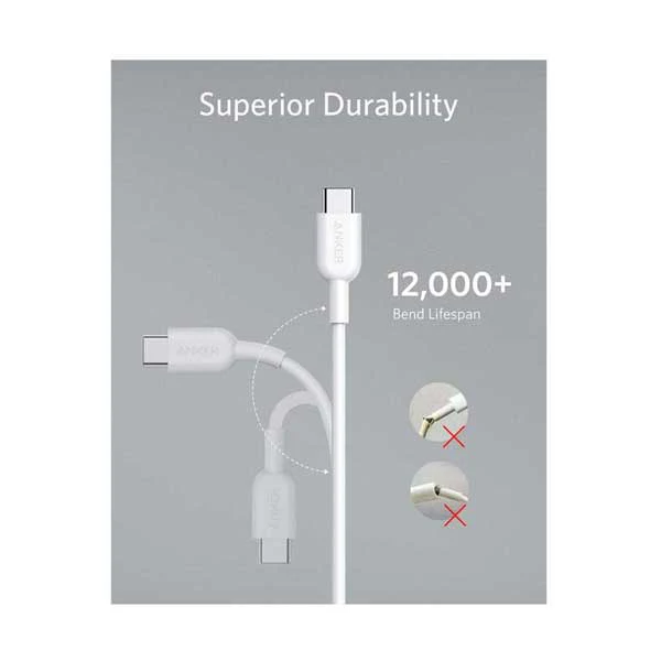 Anker A8482H21-1 Powerline II USB C to USB C 2.0 Cable 6ft White