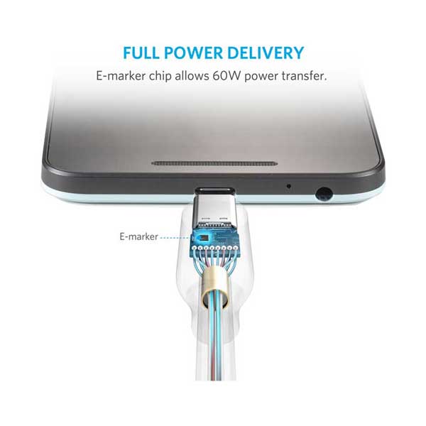 Anker A8188ZA2 3ft PowerLine USB-C to USB-C 3.1 with Power Delivery for USB Type-C Devices