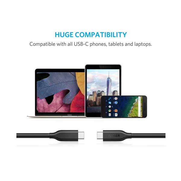 Anker A8188ZA2 3ft PowerLine USB-C to USB-C 3.1 with Power Delivery for USB Type-C Devices