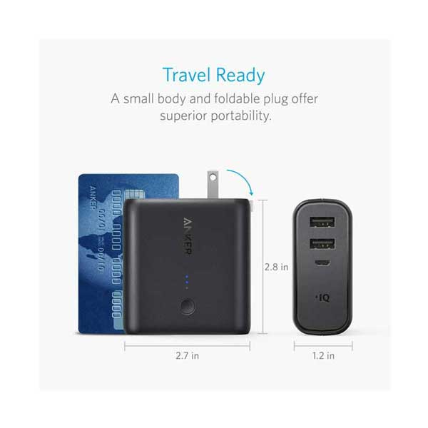 Anker A1621Z11 PowerCore Fusion 5000 High-Speed Portable Power Bank & Wall Charger