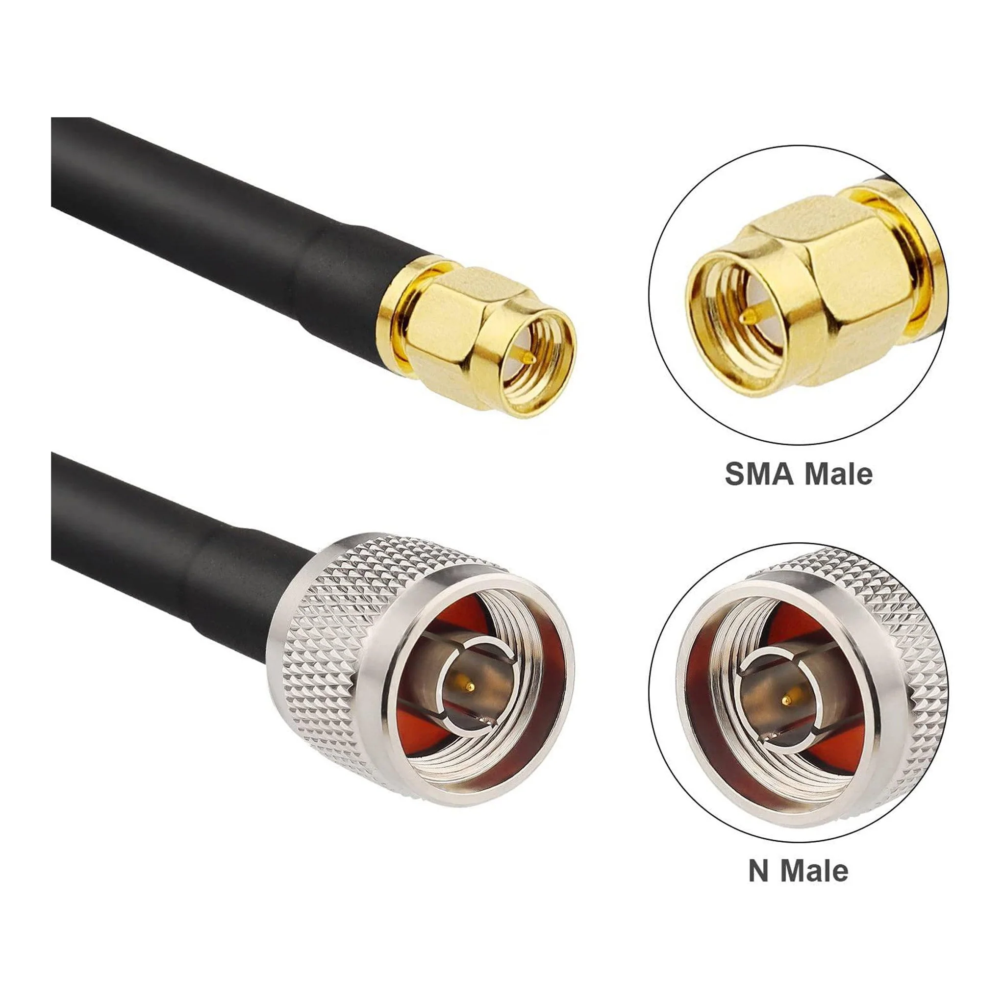 Altex Preferred MFG 100ft 50 Ohm SMA Male to N Male Coaxial Cable - Black - 240-N-SMA-JJ-100FT